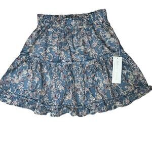 Anthropologie Bishop and Young Blue Paisley Ruffled Skirt Size Small NEW